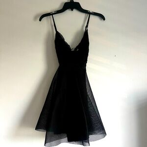 Women's Small Black Double Layered Mini Homecoming Dress
